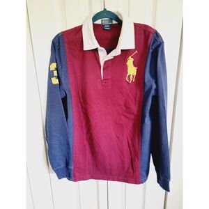 Vintage XL Polo Ralph Lauren Multicolor Color Block LS Rugby‎ Polo Big Pony Ctn